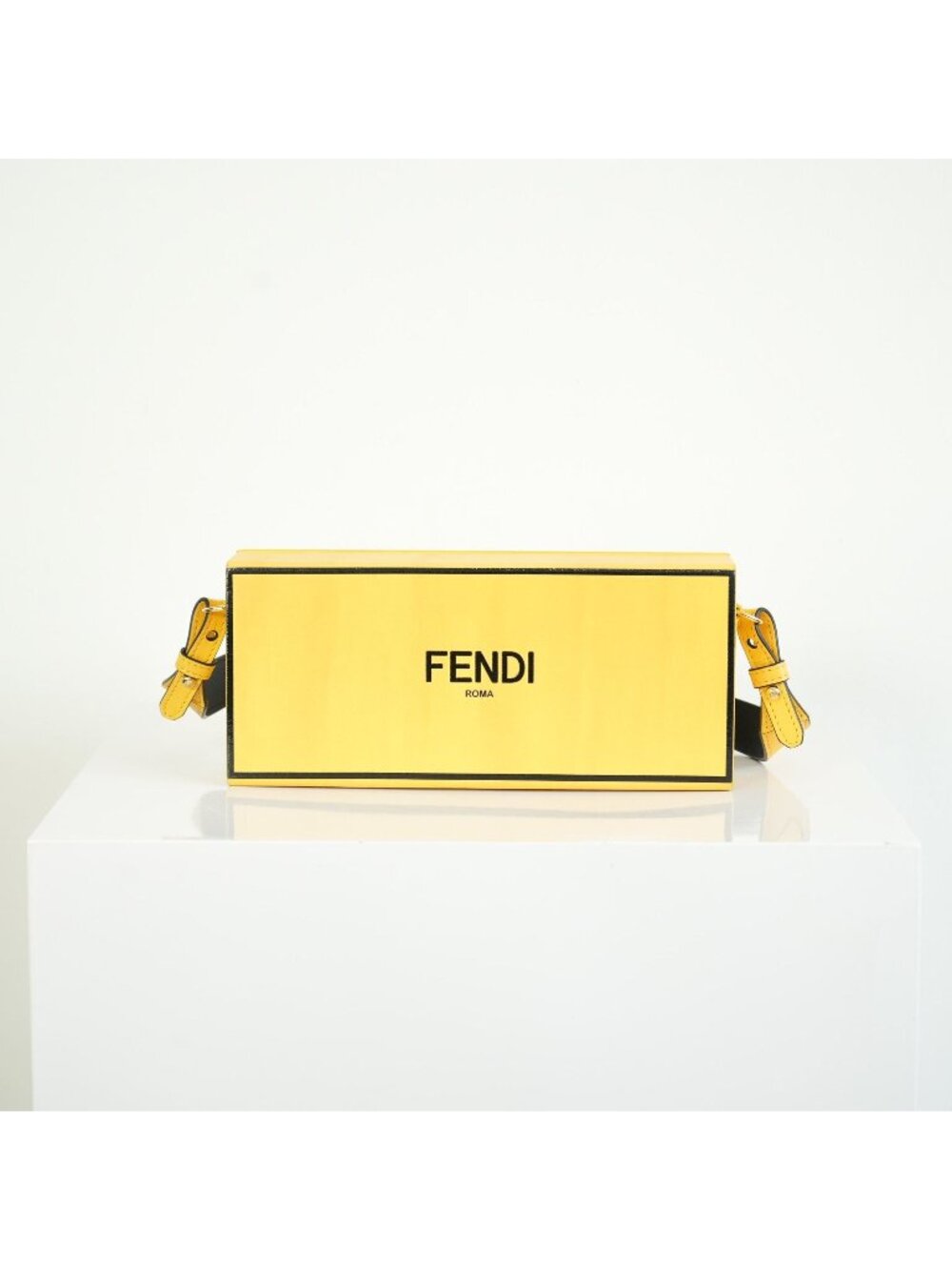 Fendi Roma Rigid Box Bag Yellow Leather Crossbody
